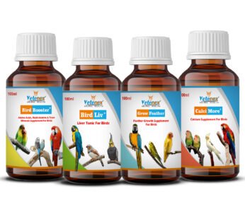 VETENEX Birds Booster Supplements + Liver Tonic + Feather Growth + Calcium Supplement For ALL Type of Birds – Pack of 4