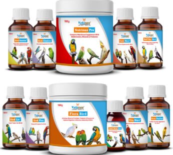 VETENEX Birds Nutritional Supplements, MultiVitamins, Calcium, Liver Tonic, Dewormer, Minerals, Probiotics, Electrolyte, Growth Promoter, Feather Growth, Cough Syrup, Bird Booster Combo – Pack of 11