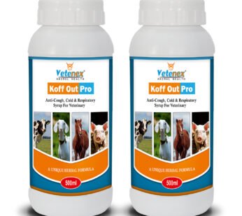 VETENEX Koff Out Pro – Anti-Cough, Cold & Respiratory Herbal Tonic for Cattle, Cow, Buffalo, Goat, Pig, Sheep & Livestock Animals -Combo Pack of 2 (500MLX2)
