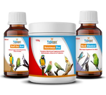 VETENEX Birds Complete Nutritional Supplement with MultiVitamins, Minerals & Probiotics + Electrolyte Supplement + Cough Cold Medicine For All Type of Birds – Pack of 3