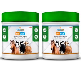 VETENEX Pro Calf Plus – Probiotic, Prebiotic & Enzyme Supplement Powder for Cattle, Cow, Buffalo, Goat, Pig & Livestock Animals (500g x 2) Combo – Pack of 2