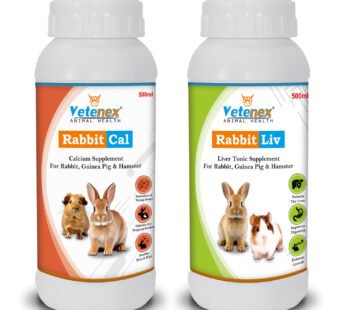 VETENEX Rabbit Calcium Tonic + Liver Tonic Supplement for Rabbit, Guinea Pig & Hamsters (500ml x 2) Combo – Pack of 2