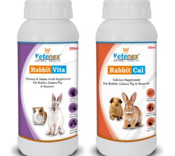 VETENEX Rabbit Vitamin & Amino Acids Supplement + Calcium Tonic Supplement for Rabbit, Guinea Pig & Hamsters (500ml x 2) Combo – Pack of 2
