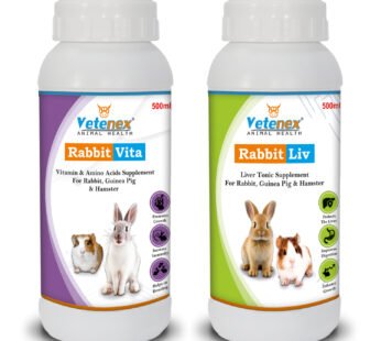 VETENEX Rabbit Vitamin & Amino Acids Supplement + Liver Tonic Supplement for Rabbit, Guinea Pig & Hamsters (500ml x 2) Combo – Pack of 2