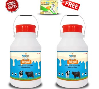 VETENEX Vutrocal Forte – Chelated Liquid Calcium Supplement for Cattle, Cow, Buffalo, Poultry, Goat, Pig and Farm Animals (5Ltr x 2) Combo – Pack of 2