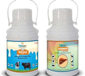 VETENEX Chelated Liquid Calcium Supplement + Liver Tonic for Cattle, Buffalo, Cow, Goat, Pigs, Poultry & Livestock Animals – Combo Pack of 2 (2LtrX2)