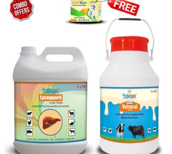 VETENEX Chelated Liquid Calcium Supplement + Liver Tonic for Cattle, Buffalo, Cow, Goat, Pigs, Poultry & Livestock Animals – Combo Pack of 2 (5LtrX2)