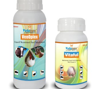 Multivitamin Liquid Supplement + Vitamin B Complex Liquid Supplement for Cattle, Poultry, Sheep & Livestock Animals – Combo Pack of 2 (250ml+500ml)