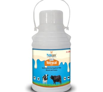 VETENEX Vutrocal Forte – Chelated Liquid Calcium Supplement for Cattle, Cow, Buffalo, Poultry, Goat, Pig and Farm Animals – 2 LTR