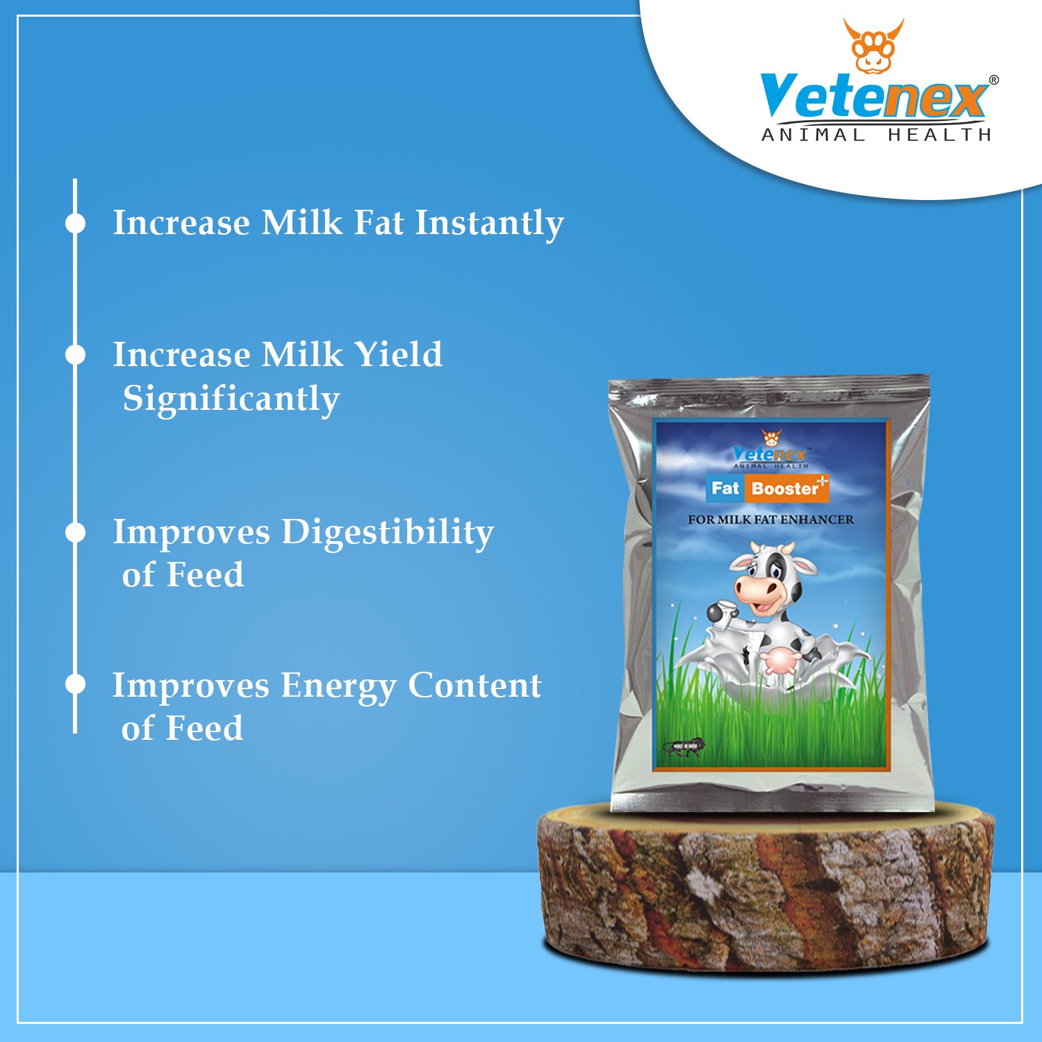 VETENEX Fat Booster Plus - Bypass Fat Energy, Rumen Fat & Milk Boost Powder Supplement for Cattle, Cows, Buffalo and Farm Animals - 1KG - Image 2