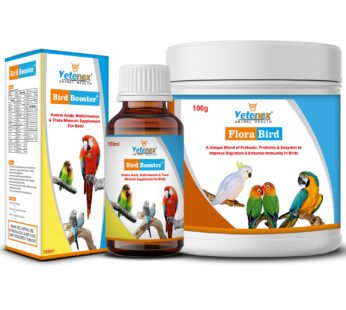 VETENEX Birds Immunity & Growth Booster With Essential Amino Acids, Multivitamins & Trace Minerals Supplement + PREBIOTICS + PROBIOTICS + Enzymes Supplement For Birds (100 gm+100ml) Combo – Pack of 2