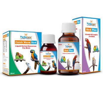 VETENEX Birds Liquid Herbal Dewormer + Vitamin B Complex Supplement For Birds (100ml +30ml)) Combo – Pack of 2