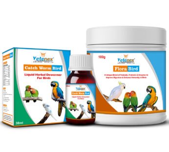 VETENEX Birds Liquid Herbal Dewormer + PREBIOTICS + PROBIOTICS + Enzymes Supplement For Birds (100 gm+30ml) Combo – Pack of 2