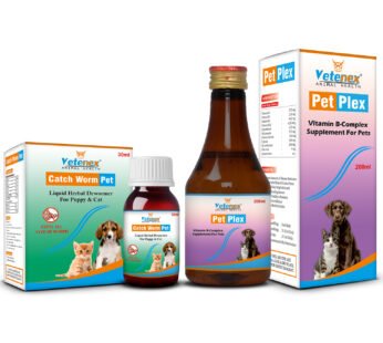 VETENEX Dog Herbal Dewormer + Vitamin B-Complex & Amino Acids Supplement Syrup For Dogs, Puppy and Cats – Combo Pack of 2
