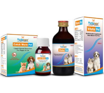 VETENEX Dog Herbal Dewormer + Multivitamin Supplement Syrup with Biotin, Vitamin D3, Vitamin E, Vitamin C, Vitamin A | Builds Immunity, Growth & Appetite For Dogs, Puppy and Cats – Combo Pack of 2