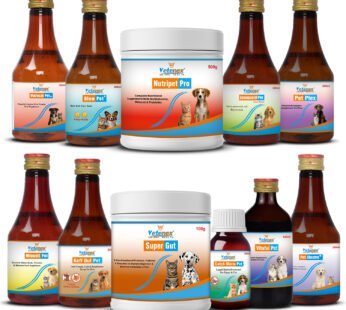 VETENEX Dog Supplement, Multivitamin, Liver Tonic, Skin Coat, Calcium Syrup, Electrolyte, Dewormer, Cough Syrup, Amino Acids, Minerals, Probiotics, Growth Booster Combo – Pack of 11