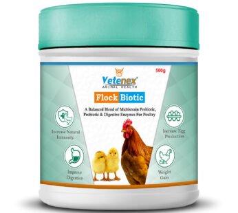 VETENEX Flock Biotic – Prebiotic, Probiotic & Enzyme Supplement Powder for Poultry, Birds & Chicken – 500g