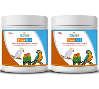 VETENEX Flora Bird – PREBIOTICS + PROBIOTICS + Enzymes Supplement for Birds of All Life Stages | Better Digestion | Boost Immunity | Healthy Gut | Breeding Support | Egg Production (100g x 2) Combo – Pack of 2