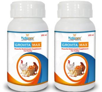 VETENEX Grovita Max – Multivitamin Supplement, Growth Promoter for Poultry, Birds & Chicken (250ml x 2) Combo – Pack of 2