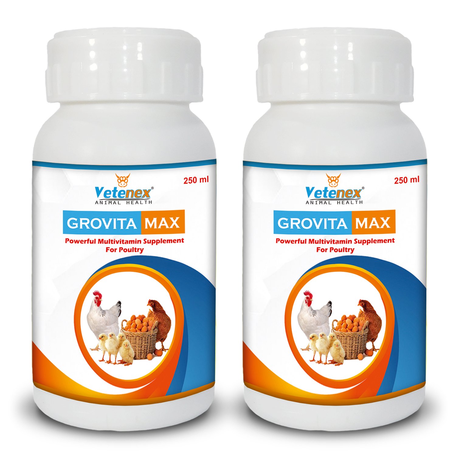 VETENEX Grovita Max - Multivitamin Supplement, Growth Promoter for Poultry, Birds & Chicken (250ml x 2) Combo - Pack of 2