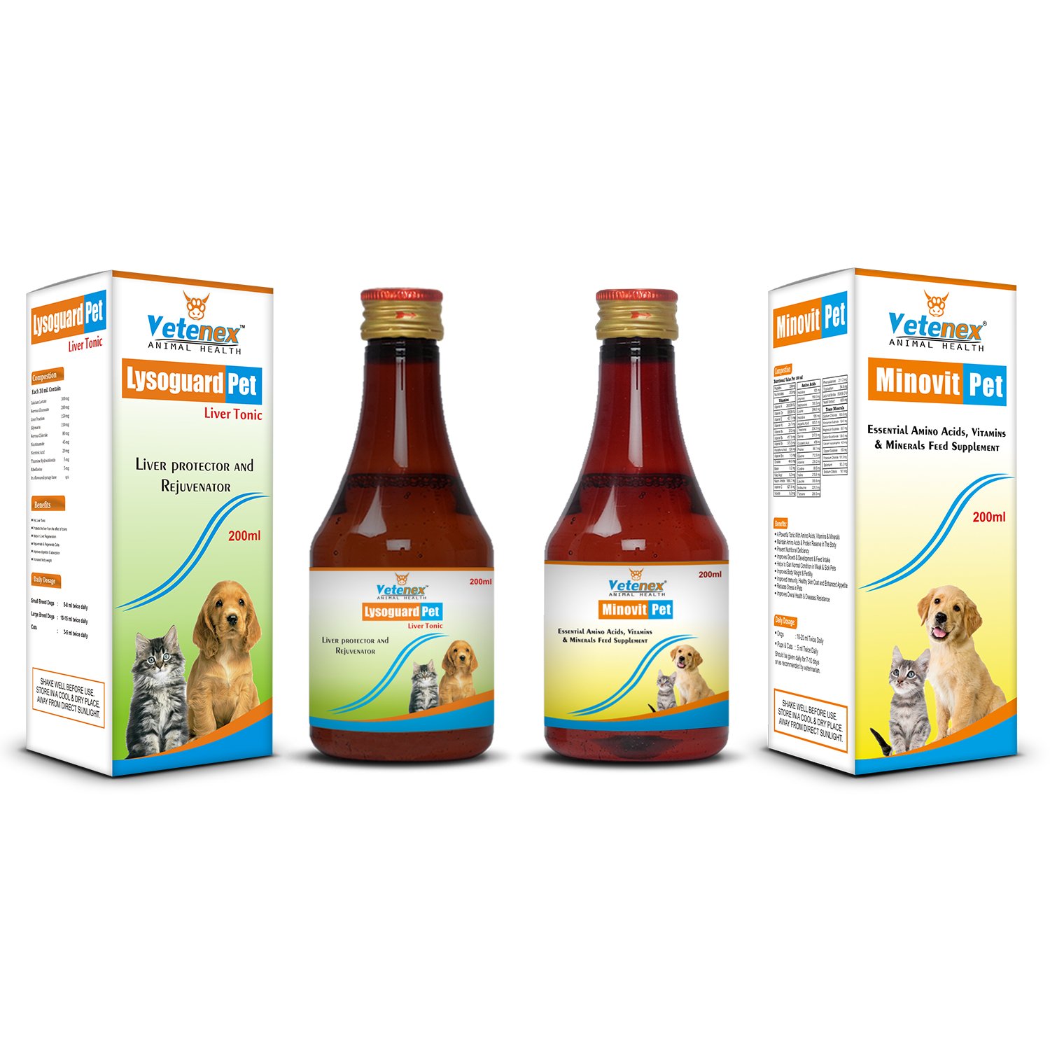 VETENEX Dog Liver Tonic Supplement + Essential Multivitamins, Amino Acids & Minerals Supplement Syrup with Antioxidants & Immunity Booster for Dogs, Puppy and Cats For Dog, Puppy and Cats – Combo Pack of 2