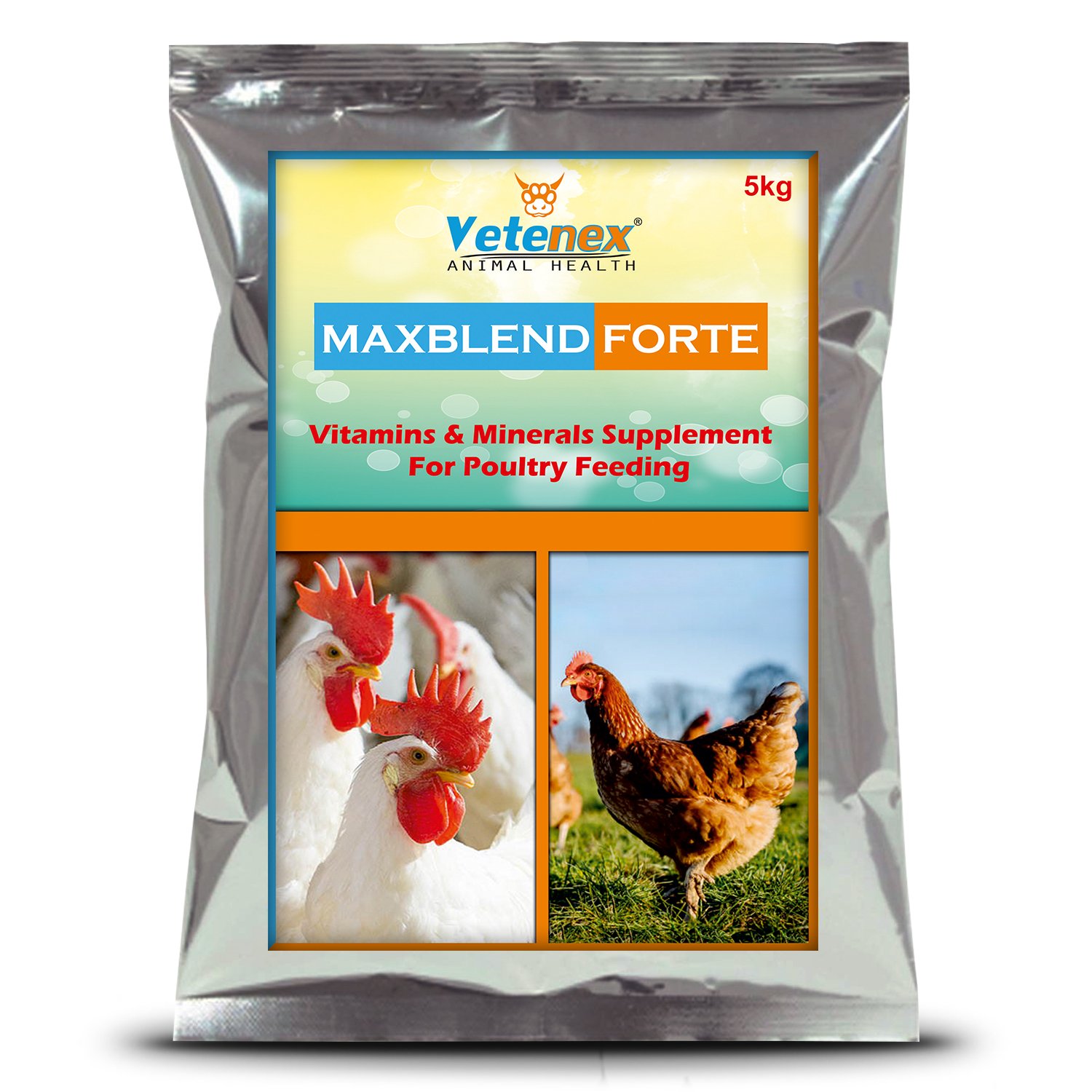 VETENEX Maxblend Forte - Poultry Growth Promoter with Vitamins & Minerals Supplement for Poultry, Birds & Chicken - 5Kg