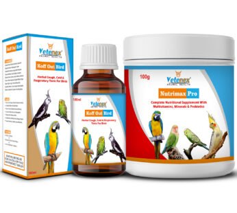 VETENEX Birds Complete Nutritional Supplement with MultiVitamins, Minerals & Probiotics +  Respiratory Syrup, Cough, Cold Supplement for Birds (100 gm+100ml) Combo – Pack of 2