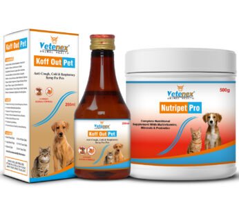 VETENEX Dog Supplement Growth Booster Powder + Cough Syrup For Dog, Puppy and Cats – Combo Pack of 2