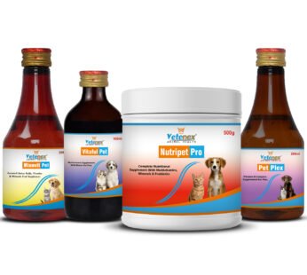 VETENEX Dog Supplement Multivitamin, Growth Booster Powder, Vitamin B Complex Supplement, Amino Acids & Trace Minerals Combo – Pack of 4