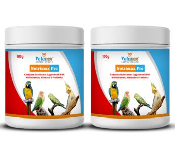 VETENEX Nutrimax Pro – Birds Complete Nutritional Supplement with Multivitamins, Minerals & Probiotics (100g x 2) Combo – Pack of 2