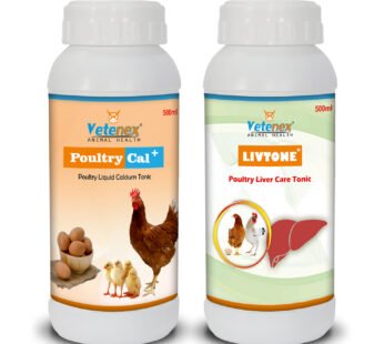 VETENEX Calcium Supplement + Liver Tonic For Poultry, Birds & Chicken (Pack of 2)