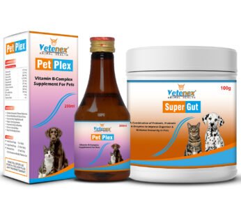 VETENEX Dog PROBIOTICS + PREBIOTICS + Enzymes | Gut Health | Better Digestion| Immunity Booster + Vitamin B-Complex & Amino Acids Supplement Syrup For Dog, Puppy and Cats – Combo Pack of 2