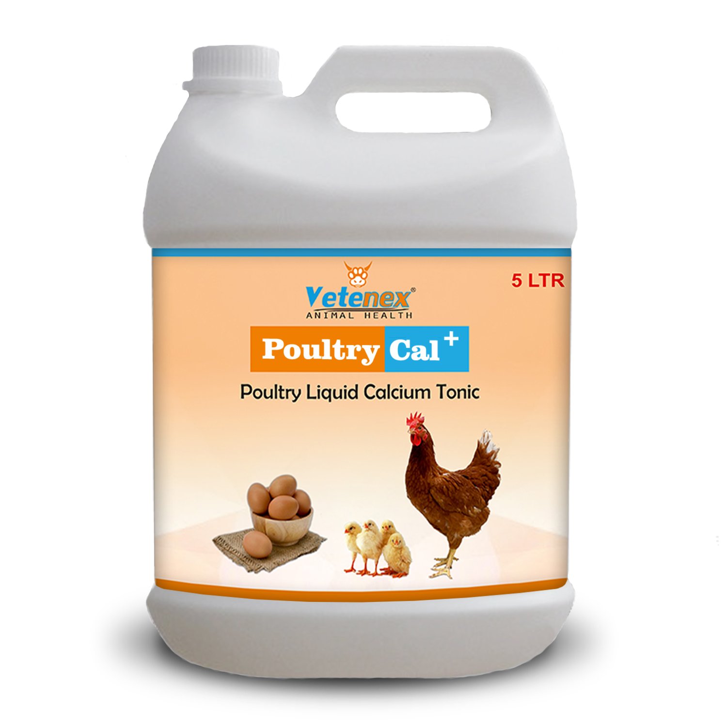 VETENEX Poultry Cal Plus - Calcium Tonic for Poultry, Birds & Chicken - 5 LTR