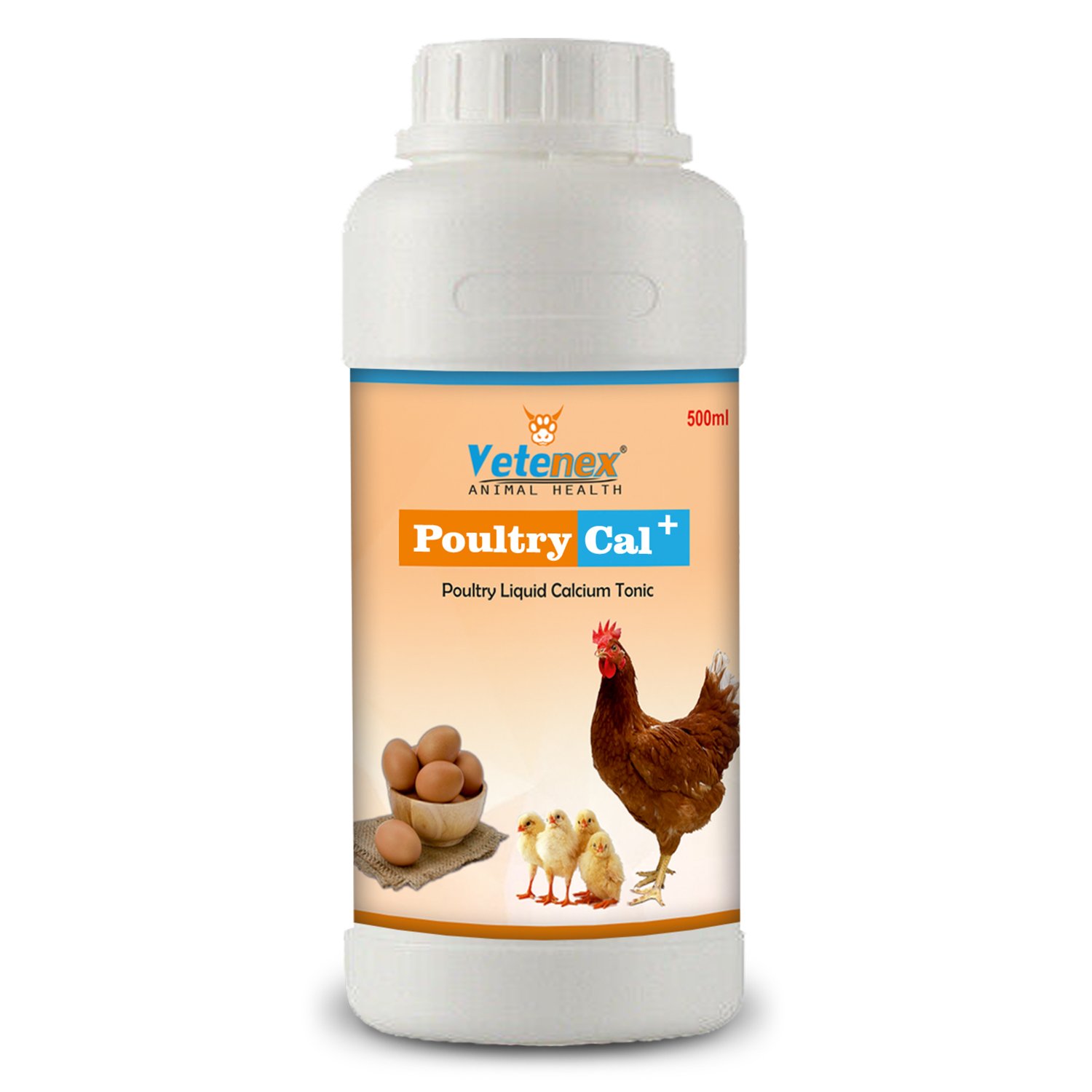VETENEX Poultry Cal Plus - Calcium Tonic for Poultry, Birds & Chicken - 500ML