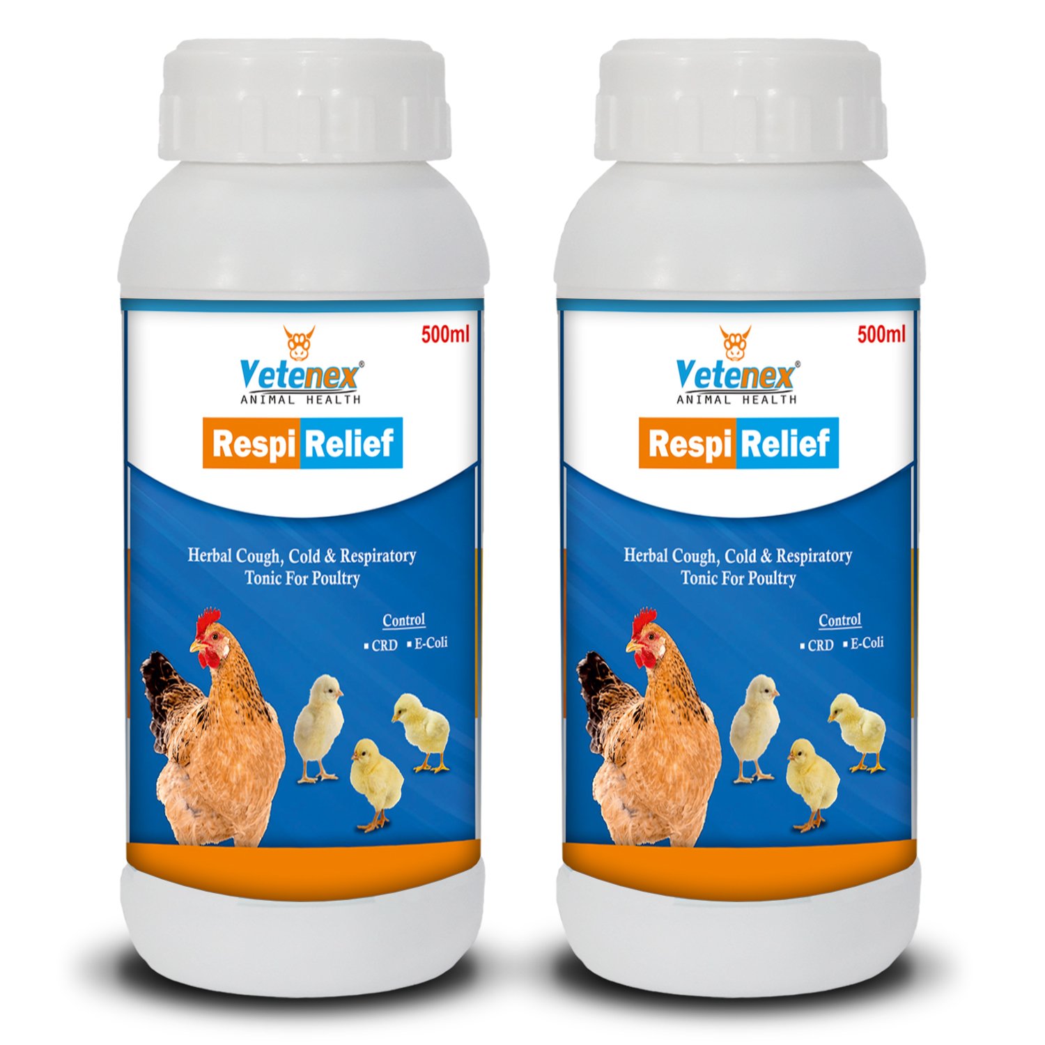 VETENEX Respi Relief - Respiratory Syrup, Cough, Cold Supplement For Poultry - (500 MLX2)