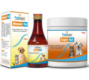 VETENEX Dog Essential Multivitamins, Amino Acids & Minerals Supplement Syrup + PROBIOTICS + PREBIOTICS + Enzymes | Gut Health | Better Digestion| Immunity Booster For Dog, Puppy and Cats – Combo Pack of 2