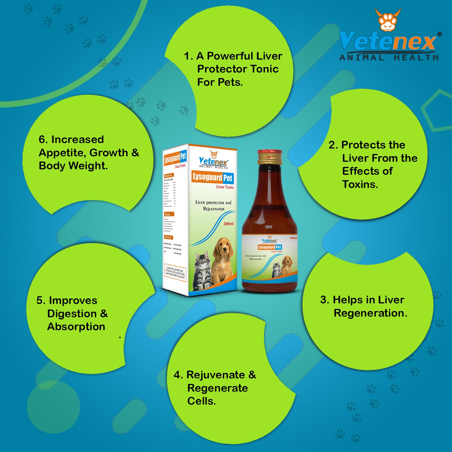 VETENEX Dog Liver Tonic Supplement + Essential Multivitamins, Amino Acids & Minerals Supplement Syrup with Antioxidants & Immunity Booster for Dogs, Puppy and Cats For Dog, Puppy and Cats - Combo Pack of 2 - Image 3