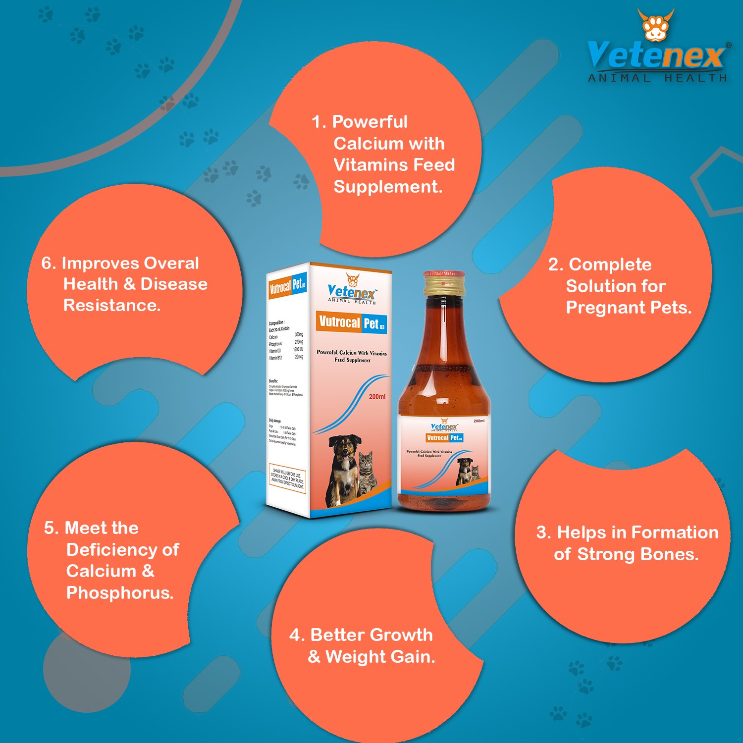 VETENEX Dog Supplement Growth Booster Powder + Calcium Supplement + Amino Acids & Trace Mineral Supplement - Combo Pack of 3 - Image 4