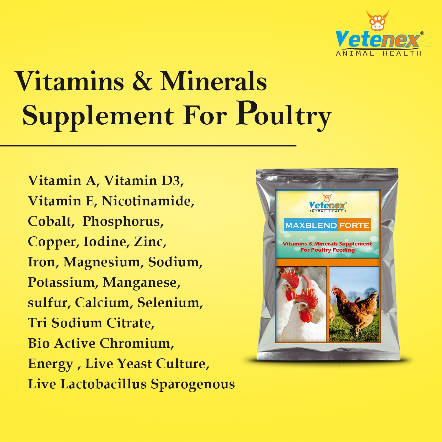 VETENEX Maxblend Forte - Poultry Growth Promoter with Vitamins & Minerals Supplement for Poultry, Birds & Chicken - 5Kg - Image 5