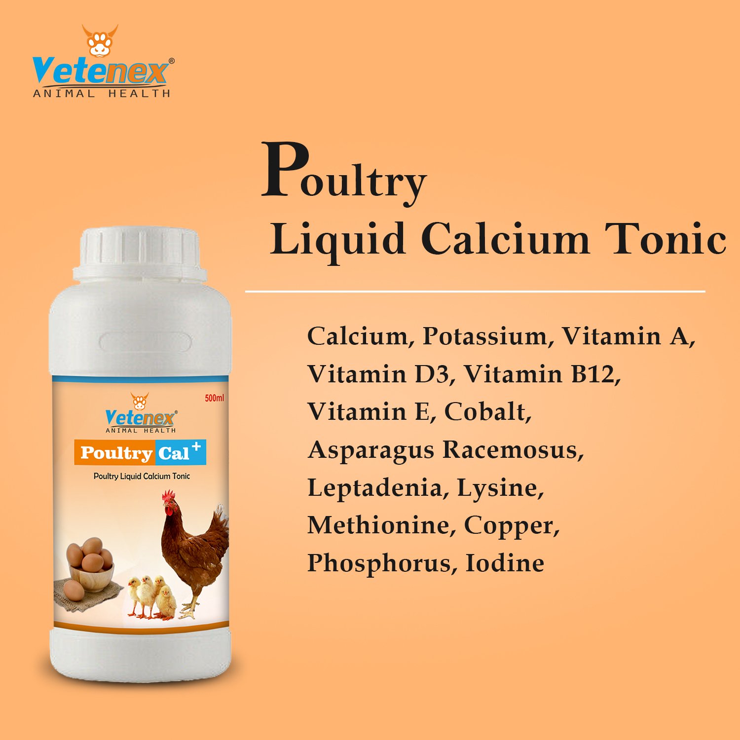 VETENEX Poultry Cal Plus - Calcium Tonic for Poultry, Birds & Chicken - 500ML - Image 5