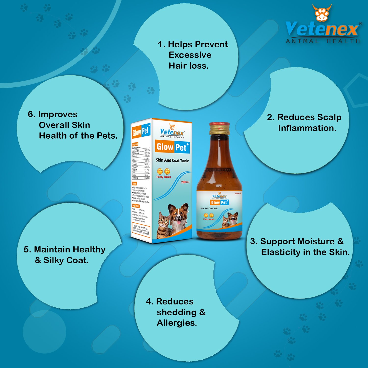 VETENEX Dog Supplement Liver Tonic, Skin Coat, Calcium Syrup, Dewormer, Vitamin B Complex, Growth Booster Combo - Pack of 6 - Image 6