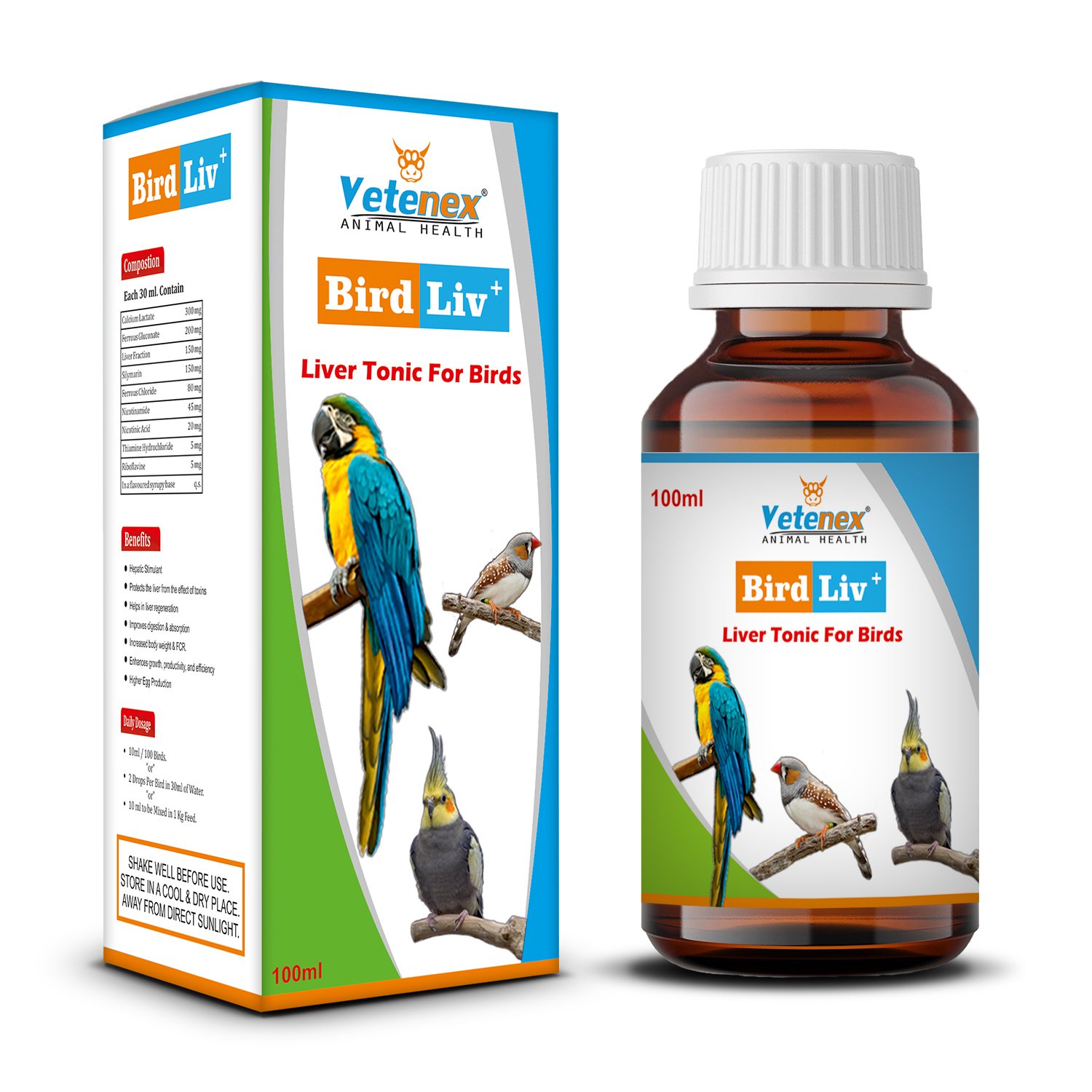 VETENEX Bird Liv Plus - Liver Tonic For Birds, Liver Detox & Digestive Supplement - 100 ml