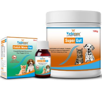 VETENEX Puppy Herbal Dewormer + PROBIOTICS + PREBIOTICS + Enzymes | Gut Health | Better Digestion| Immunity Booster For Dog, Puppy and Cats – Combo Pack of 2