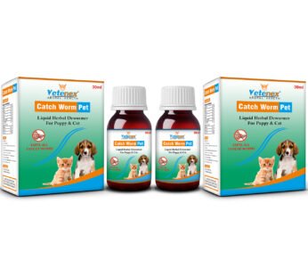 VETENEX Catch Worm Pet – Herbal Dewormer For Puppy and Cats (30ml x 2) Combo – Pack of 2