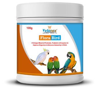 VETENEX Flora Bird – PREBIOTICS + PROBIOTICS + Enzymes Supplement for Birds of All Life Stages | Better Digestion | Boost Immunity | Healthy Gut | Breeding Support | Egg Production – 100g
