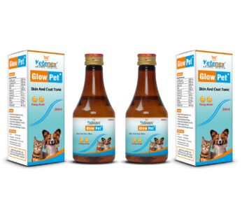 VETENEX Glow Pet Plus – Dog Skin & Coat Supplement Syrup Enriched with Omega 3 & 6 Fatty Acids & Biotin, Promotes Healthy Skin & Shiny Coat for Dogs, Puppy and Cats (200ml x 2) Combo – Pack of 2