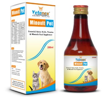 VETENEX Minovit Pet – Essential Multivitamins, Amino Acids & Minerals Supplement Syrup with Antioxidants & Immunity Booster for Dogs, Puppy and Cats – 200ml