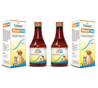 VETENEX Minovit Pet – Essential Multivitamins, Amino Acids & Minerals Supplement Syrup with Antioxidants & Immunity Booster for Dogs, Puppy and Cats (200ml x 2) Combo – Pack of 2