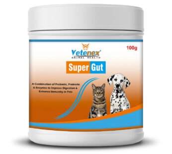 VETENEX Super Gut – PROBIOTICS + PREBIOTICS + Enzymes | Gut Health | Better Digestion| Boost Immunity | for Dogs & Cats – 100g