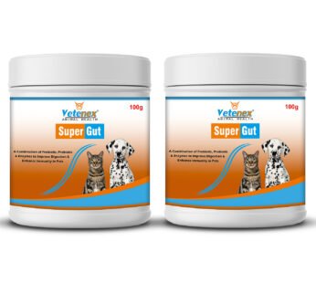 VETENEX Super Gut – PROBIOTICS + PREBIOTICS + Enzymes | Gut Health | Better Digestion| Boost Immunity | for Dogs & Cats (100g x 2) Combo – Pack of 2